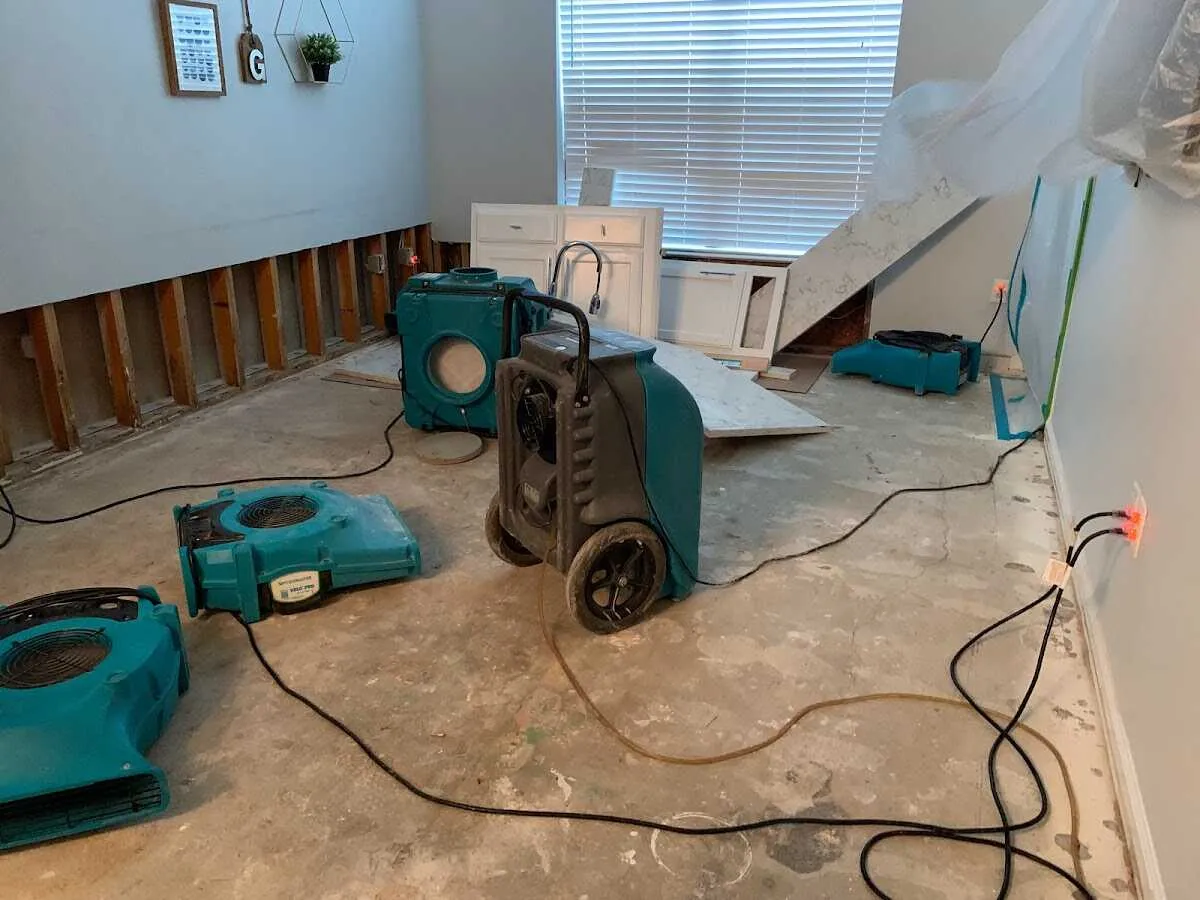 Dehumidifier in flood-cut room for Water Damage Restoration in North Hanover